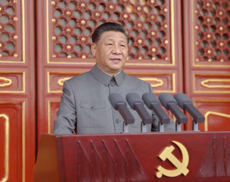 7月1日，慶祝中國(guó)共產(chǎn)黨成立100周年大會(huì)在北京天安門廣場(chǎng)隆重舉行。中共中央總書記、國(guó)家主席、中央軍委主席習(xí)近平發(fā)表重要講話。新華社記者 鞠鵬 攝